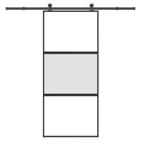 Schuifdeur met beslag 90x205 cm gehard glas en aluminium - thumbnail