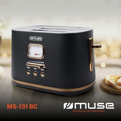 Muse MS-130BC - Broodrooster, 1.000 W, zwart/messing