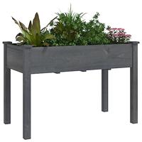 Plantenbak met voering 118x59x76 cm massief vurenhout grijs - thumbnail