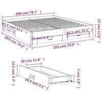 Bedframe met lades bewerkt hout betongrijs 200x200 cm - thumbnail