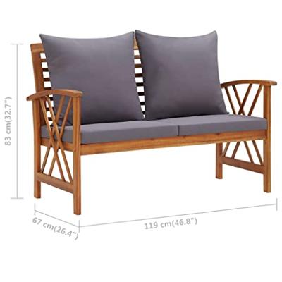 Tuinbank met kussens 119 cm massief acaciahout - thumbnail