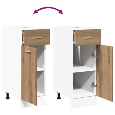 Onderkast met lade 30x46x81,5 cm bewerkt hout artisanaal eiken Onderkast met lade 30x46x81,5 cm bewerkt hout artisanaal eiken