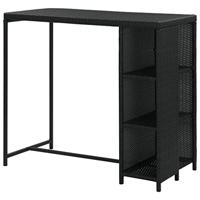 Bartafel met opbergrek 120x60x110 cm poly rattan zwart - thumbnail