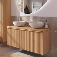 Ben Linea voorgemonteerd badmeubel incl. keramische waskommen 120cm eiken naturel - thumbnail