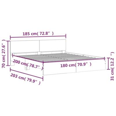 Bedframe met hoofdeinde grijs sonoma eikenkleurig 180x200 cm