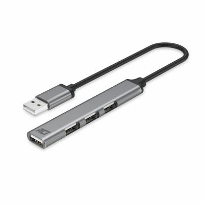 ACT AC6225 USB-A Hub 2.0 | 4-poorts USB-A | Aluminium | Kabellengte 18cm