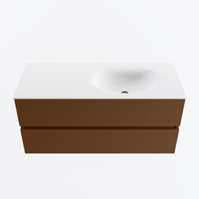 MONDIAZ VICA 110cm badmeubel onderkast Rust 2 lades. Wastafel MOON rechts 1 kraangat, kleur Talc.