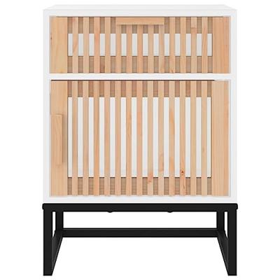 Nachtkastje 40x30x55,5 cm bewerkt hout en ijzer wit