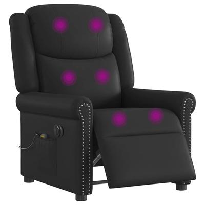 Massagestoel elektrisch verstelbaar kunstleer glanzend zwart - thumbnail