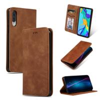 Retro huid feel Business magnetische horizontale Flip lederen case voor Huawei P30 (bruin) - thumbnail