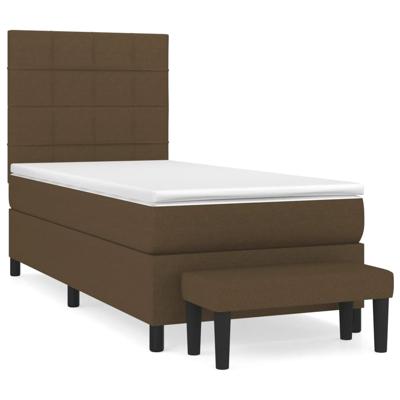 Boxspring met matras stof donkerbruin 140x200 cm