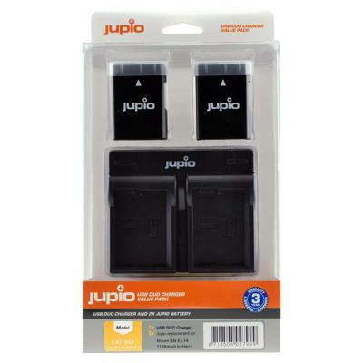 Jupio Value Pack: 2x Battery EN-EL14(A) 1100mAh + USB Dual Charger Jupio Value Pack: 2x Battery EN-EL14(A) 1100mAh + USB Dual Charger