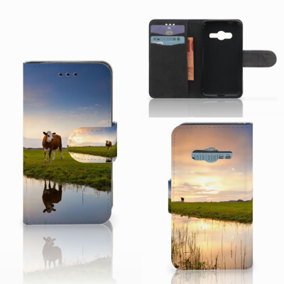 Samsung Galaxy Trend 2 Telefoonhoesje met Pasjes Koe Samsung Galaxy Trend 2 Telefoonhoesje met Pasjes Koe