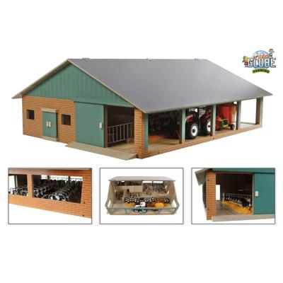 Kids Globe ligboxenstal hout met melkunit 1:32