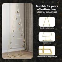 Metalen kerstboom met standaard Goud 150 cm Poedergecoat staal - thumbnail