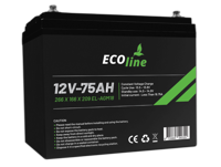 EcoLine - AGM 12V 75AH - 75000mAh VRLA Batterij - 266 x 166 x 209 - Deep Cycle Accu - thumbnail