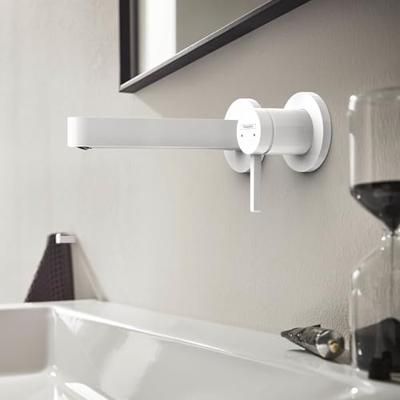 Wastafelmengkraan Inbouw Finoris HansGrohe 2-gats 168 MM Voorsprong Met Afvoerplug Mat Wit Wastafelmengkraan Inbouw Finoris HansGrohe 2-gats 168 MM Voorsprong Met Afvoerplug Mat Wit