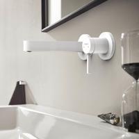 Wastafelmengkraan Inbouw Finoris HansGrohe 2-gats 168 MM Voorsprong Met Afvoerplug Mat Wit - thumbnail