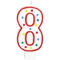 Amscan taartkaars cijfer 8 wit 13 cm | 24 stuks - thumbnail