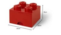 Room Copenhagen LEGO Brick Drawer 4 Rood opbergdoos - thumbnail