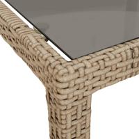 Tuintafel 150x90x75 cm gehard glas en poly rattan beige - thumbnail