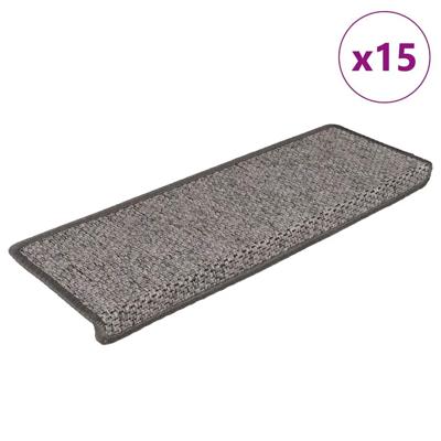 Trapmatten zelfklevend 15 st sisal-look 65x25 cm grijs en beige