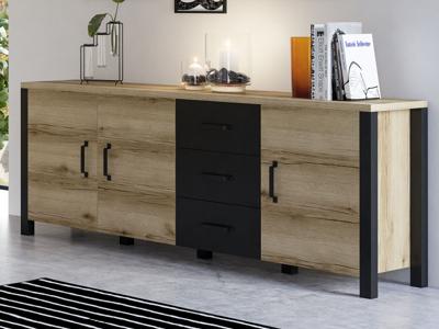Dressoir OLIANNE 3 deuren 3 lades natuurlijke eik Dressoir OLIANNE 3 deuren 3 lades natuurlijke eik