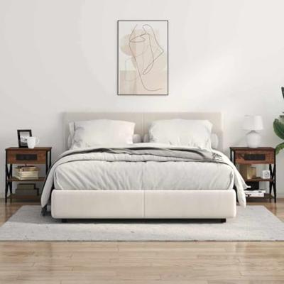 Nachtkastje met Oplaadstation bruin eikenkleur Bewerkt hout