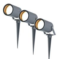 Set van 3 Spikey LED prikspots - GU10 4 Watt 345 Lumen - Dimbaar - Kantelbaar - 4000K neutraal wit - IP64 Waterdicht - Antraciet - Tuinspots - Pinspots - thumbnail