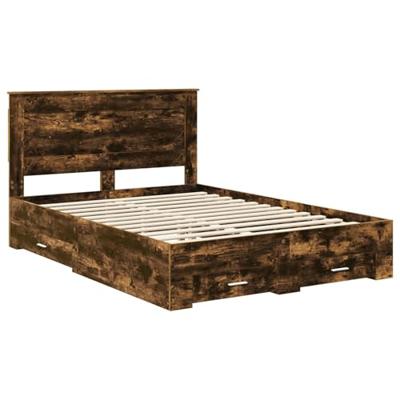 Bedframe met lade met hoofdeinde met opslag Bewerkt hout
