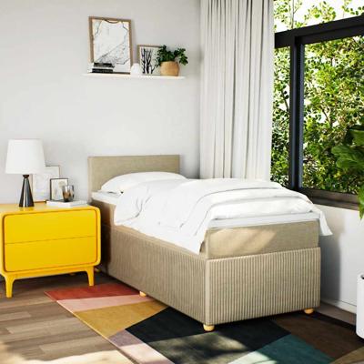 Boxspring met matras stof crèmekleurig 120x200 cm - thumbnail