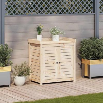 VidaXL Oppottafel met schappen 82,5x50x86,5 cm massief grenenhout
