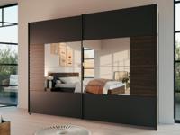 Kledingkast BALOTI 2 schuifdeuren 271 cm atlantische eik/metaalgrijs met spiegel - thumbnail