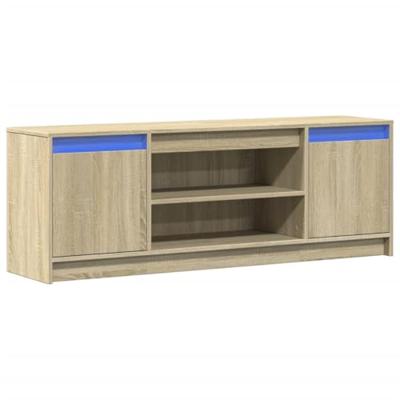 Tv-meubel met LED 139,5x34x50 cm bewerkt hout sonoma eikenkleur