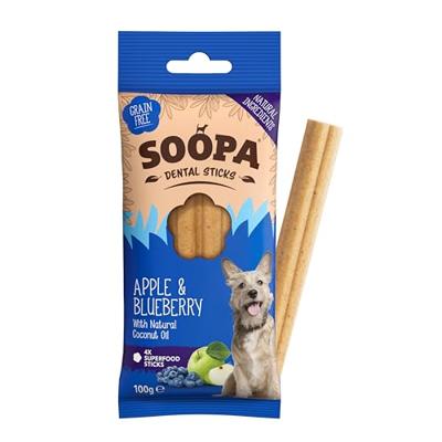 Soopa Dental Sticks met appel en bosbes voor de hond Per 3