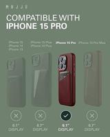 Mujjo Leather Wallet Case iPhone 15 Pro bordeaux - thumbnail