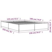 Bedframe bewerkt hout metaal zwart 135x190 cm - thumbnail