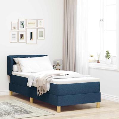 Boxspringbed met matras creme 90x200 cm stof Blauw 80 x 200 cm