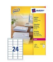 Etiket Avery L7159-250 63.5x33.9mm wit 6000 etiketten - thumbnail
