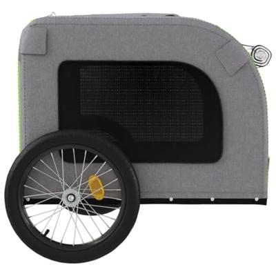 Hondenfietstrailer oxford stof en ijzer groen en grijs - thumbnail
