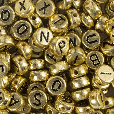 Creativ Company Letterkralen, d 7 mm, gatgrootte 1,2 mm, ca. 200 stuk, goud, 21 gr/ 1 doos