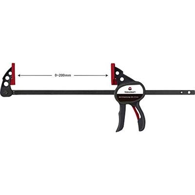 TOOLCRAFT 1574785 Mini-éénhandsklem 200 x 35 mm 250 Nm Spanbreedte (max.):200 mm Afmeting, lengte: 292 mm Afm. werkbereik:35 mm