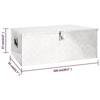 Opbergbox 100x55x37 cm aluminium zilverkleurig - thumbnail