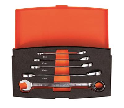 Bahco 1RM/S5 Steek-ringratelsleutelset 5-delig Sleutelbreedte (metrisch) 8 - 19 mm