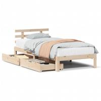 Bedframe met lades massief grenenhout 90x200 cm - thumbnail