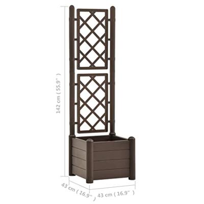 VidaXL Plantenbak met latwerk 43x43x142 cm pp mokka