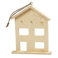 Creative sleutelkast Huis hout 20 x 17 cm blank per stuk - thumbnail