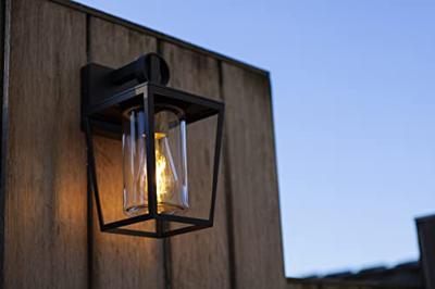 Buitenlamp voordeur e27 glas metaal &apos;West&apos; vierkant ontwerp 28 cm - thumbnail