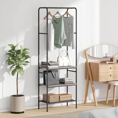 Kledingrek met planken met plank Grijs sonoma 60 x 30 x 171 cm