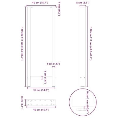 Bartafelpoten 2 st 40x(110-111) cm staal wit
